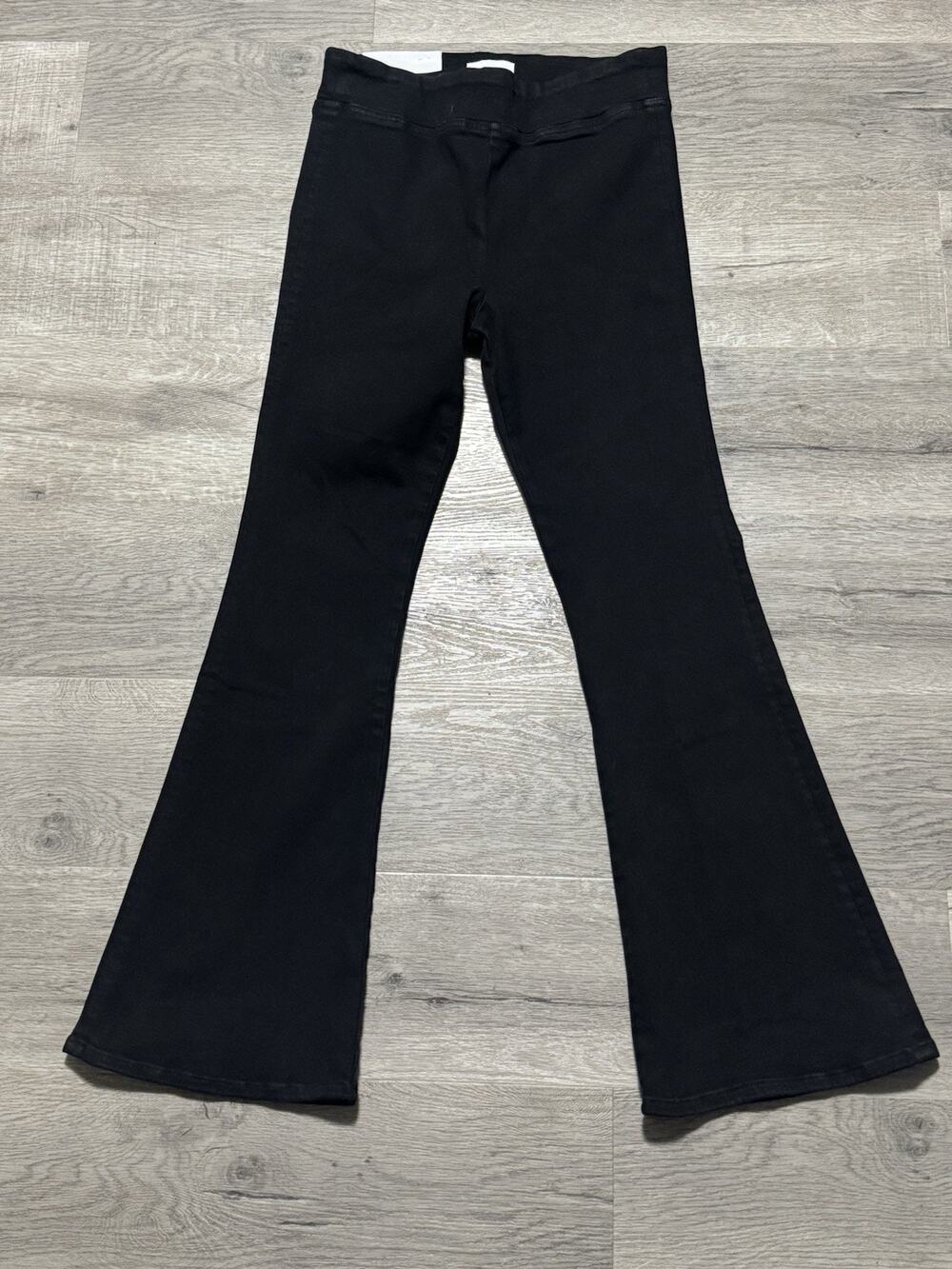 NWT $228 FRAME Jetset Flare Jeans High Rise Black Sz 2 (30-34) Pull On